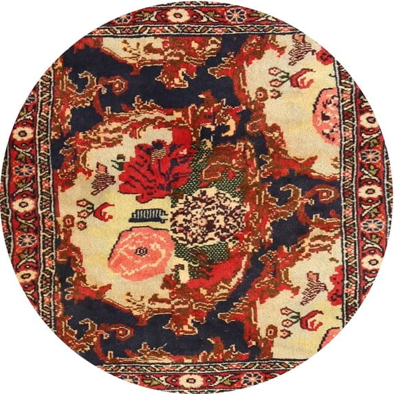 Ahgly Company Indoor Round Traditional Saffron Red Persian Area Rugs, 3' Round