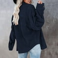 thumbnail image 4 of LowProfile Button Down Shirts for Women Casual Long Sleeve Corduroy Shirt Oversized Warm Jacket With Pockets Blouse Tops Navy S, 4 of 6
