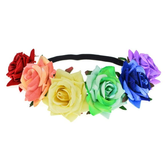 Love Sweety BOHO Corona floral rosa flor diadema corona de pelo (arco iris Velet Rose)