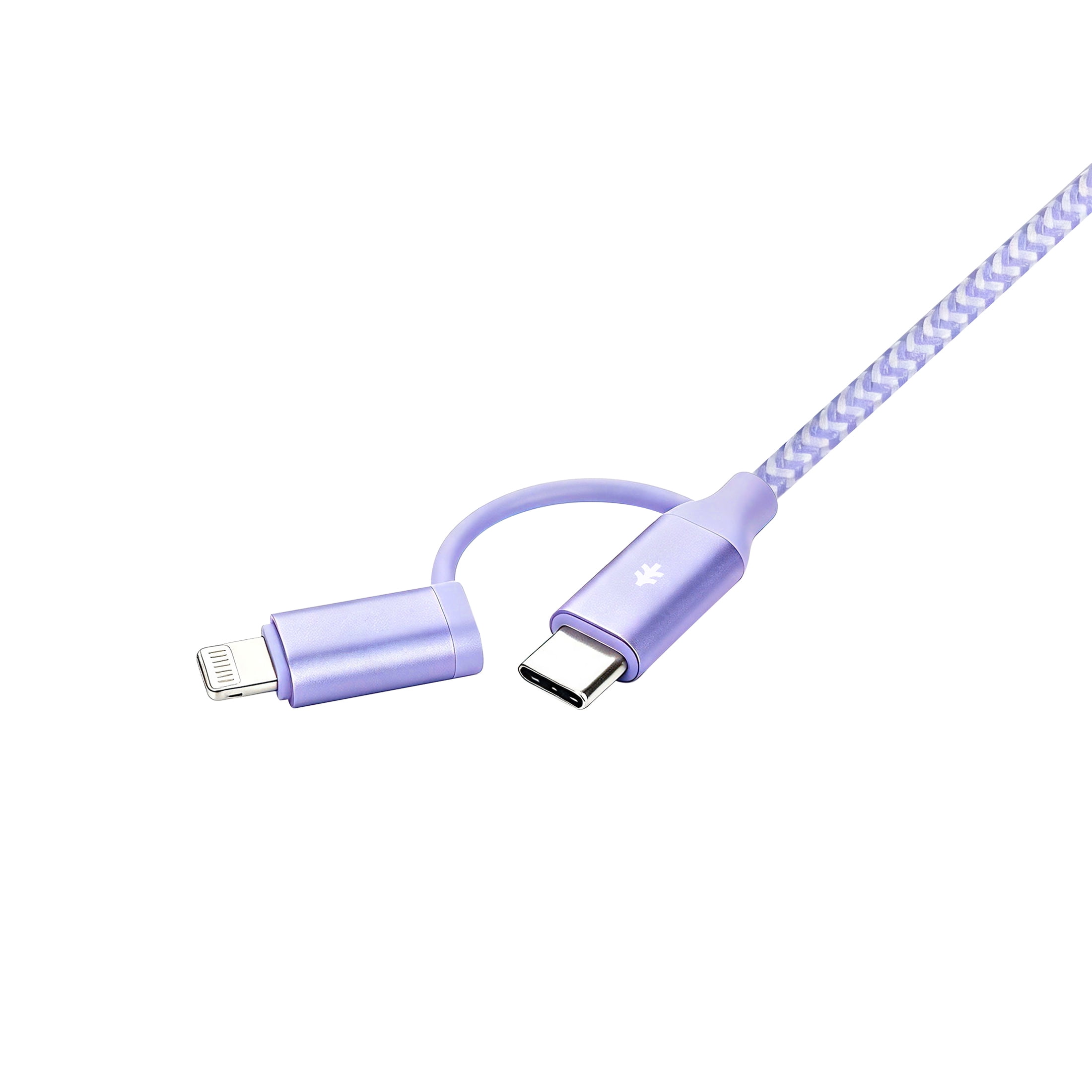 Swiss Tech Kabel T60 6 ft 60W 4-in-2 USB-C to USB-C/Lightning Charging Cable, Myrtle Purple