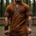 thumbnail image 3 of Henley Shirts for Men Summer Casual Retro Print Short Sleeve T Shirts for Man Renaissance Top Party Wear, 3 of 5