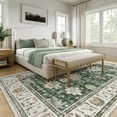 thumbnail image 3 of Moynesa 8'x10' Vintage Area Rugs,Oriental Farmhouse Large Rugs for Living Room,Low-Pile Soft Distressed Bedroom Rug Non-Slip Washable Indoor Floor Carpet for Dining Room Dorm Office,Green, 3 of 8