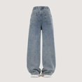 thumbnail image 5 of Ruyang Girls Ripped Jeans Elastic Waist Denim Pants Teens Baggy Wide Leg Distressed Jeans with Pockets Kids Streetwear Summer Pants, 5 of 8