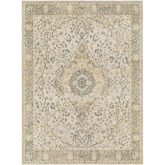 BoutiqueRugs Cara Farmhouse Area Rug - Machine Washable - Blue, Tan, Olive - 2' x 3'
