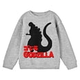 thumbnail image 3 of Godzilla Classic Character Silhouette with Kanji Text Youth Heather Grey Crew Neck Sweatshirt-XL, 3 of 5