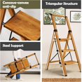 thumbnail image 2 of 3 Step Ladder,Aluminum Lightweight Folding 3 Step Stool with Anti-Slip Wide Pedal, 330lbs Capacity Step Ladder for Household,Kitchen,Office - BlackWoodgrain, 2 of 16
