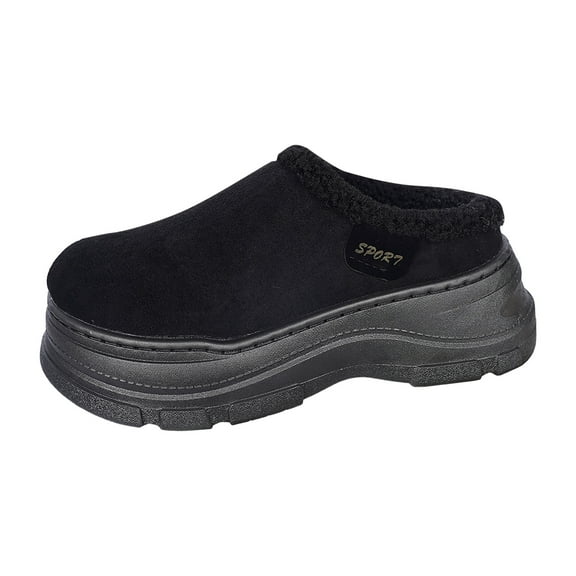 YLYL Women's Men's Suede Platform Clogs Slippers Arch Support Slip on Memory Foam Non-Slip Winter Slippers