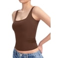 thumbnail image 2 of Women'S Tank Top Fitted Square Neck Casual Basic Summer Tank Sleeveless Tops Brown XXL, 2 of 9