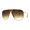 thumbnail image 2 of Luxurious Mens Rimless Rectangular Baller Gangster Officer Sunglasses Gold Brown, 2 of 4