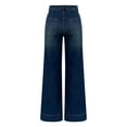 thumbnail image 5 of QURATI High Waisted Wide Leg Denim Jeans with Patch Pockets Womens Bottoms Blue L, 5 of 9