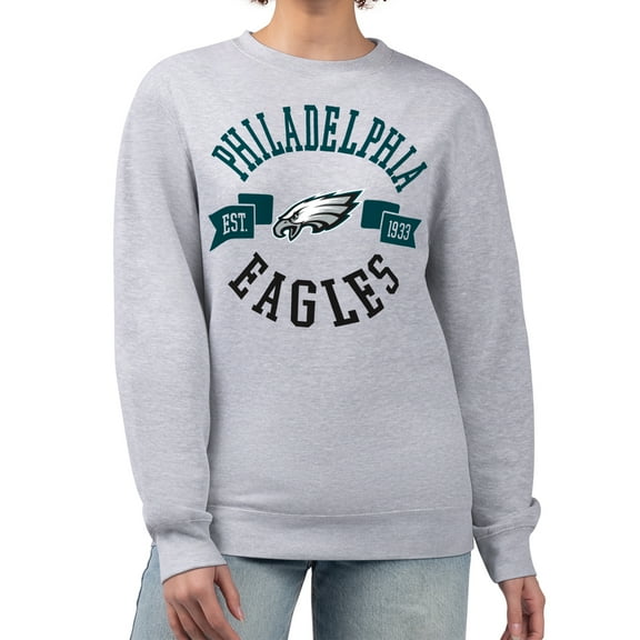 Women's G-III 4Her by Carl Banks Heather Gray Philadelphia Eagles Large Team Graphic Fleece Pullover Sweatshirt