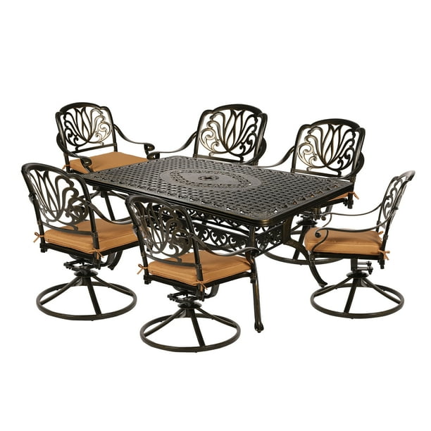 MEETWARM 7Piece Patio Furniture Dining Set, AllWeather Cast Aluminum