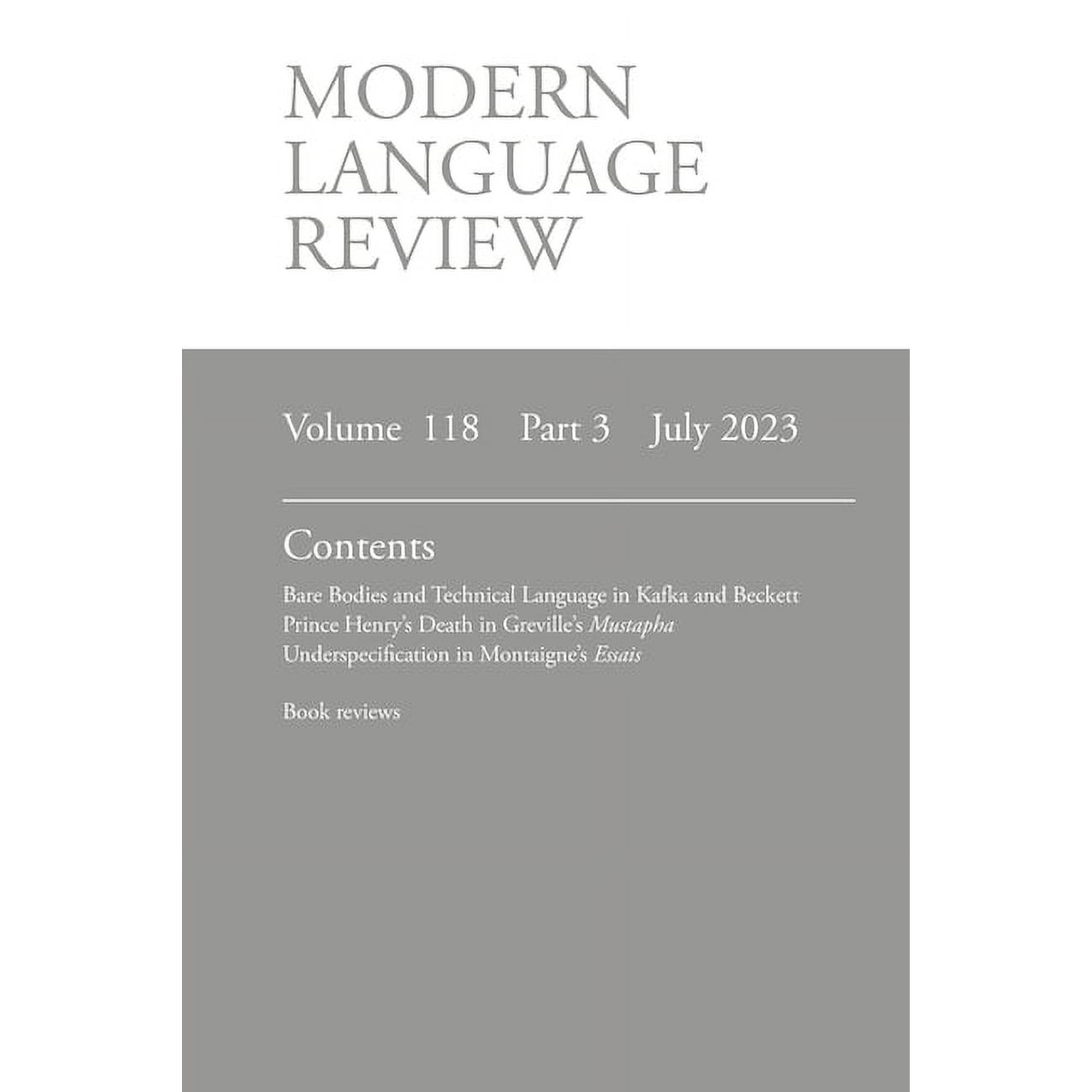 Modern Language Review (118: 3) July 2023 (Paperback)