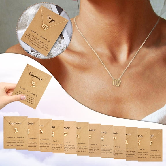 SeekLGT 12 Zodiac Necklace for Women, Gold Plated Aries Sign Constellation Pendant, Astrology Birthday Jewelry Gift, 1 PC