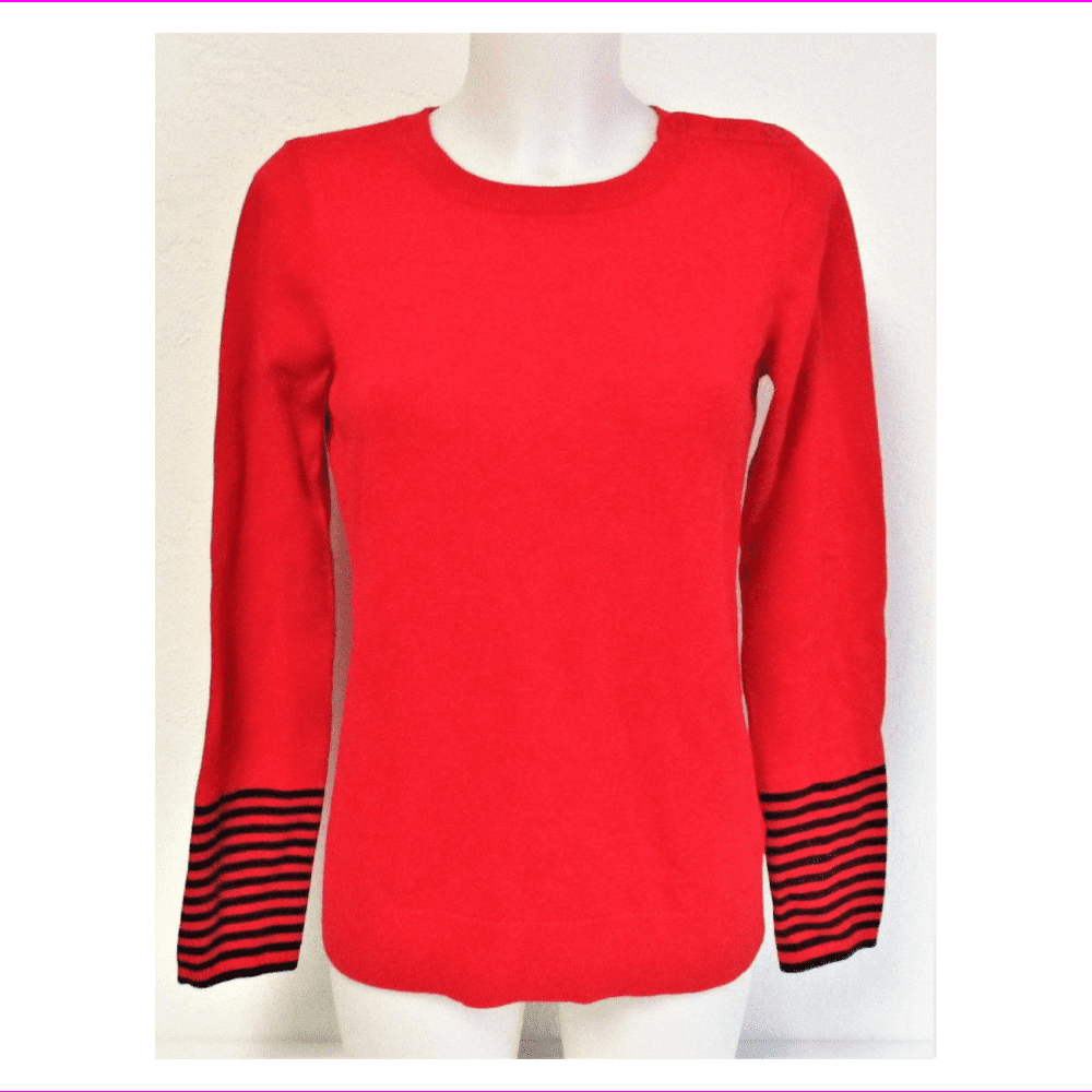 red crew neck sweater