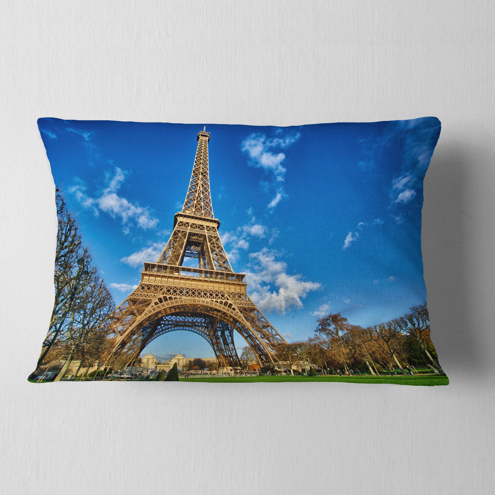 Designart Beautiful Winter Day in Paris - Throw Pillow - 12x20