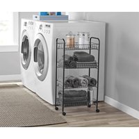 Mainstays 4 Tier Wire Cart in Black, White, and Grey