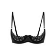 thumbnail image 1 of Womens 1/4 Cups Underwire Bra Halter Neck O Ring Sheer Lace Push Up Brassiere Lingerie Breast Open Bras Underwear, 1 of 4