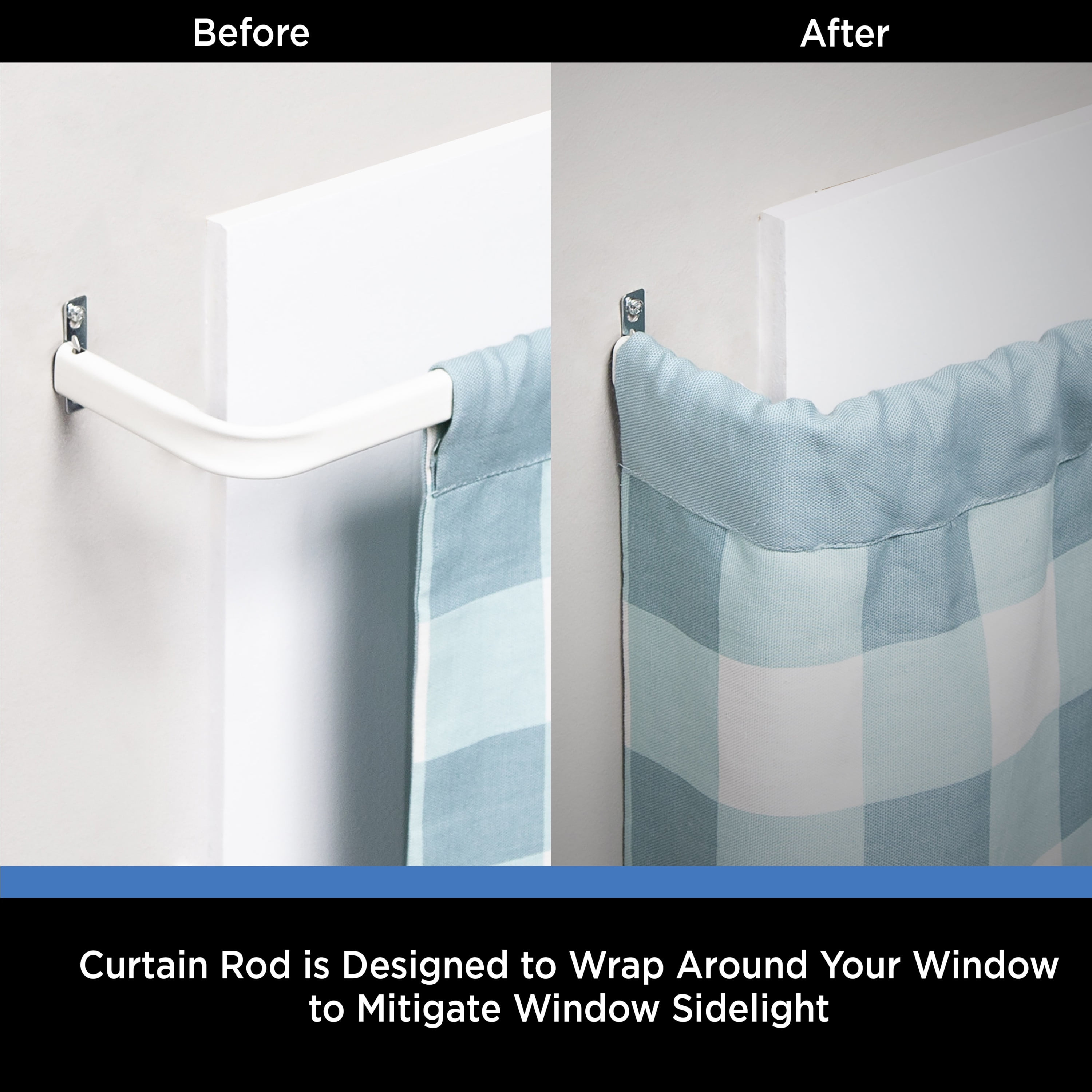 (6 pack) Mainstays 3" Metal Wrap Adjustable Curtain Rod, 28-48", White