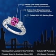 thumbnail image 2 of Gem Stone King 925 Sterling Silver Pink Created Sapphire and White Topaz Filigree Style 3 Stone Ring for Women (2.85 Cttw, Oval 8X6MM and 6X4MM) (Size 5), 2 of 6