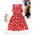 thumbnail image 3 of YONGHS Kids Girls Sleeveless Bohemian Beach Dress Flower Printed Summer Hawaiian Flowy Sundress Red 9-10, 3 of 7