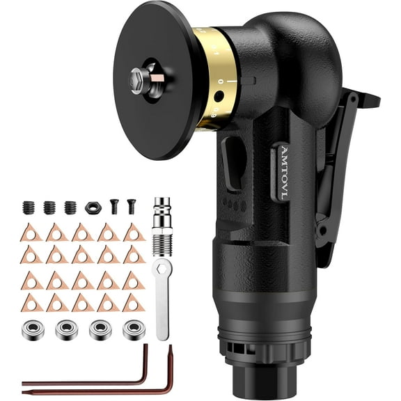AMTOVL Mini Pneumatic Chamfering Machine, 30000 RPM, 45° Air Beveling Tool, 1/4" Air Inlet for Metal, Wood, Acrylic Deburring.