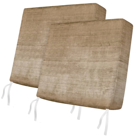 Outdoor Patio Cushion Covers 2 Pack Beige Linen Chair Cushion Seat Pads with Ties & Zipper Waterproof Seat Cover Set Solid Color Texture Chair Slipcovers for Outdoor Furniture Couch Sofa 20x18 Inch