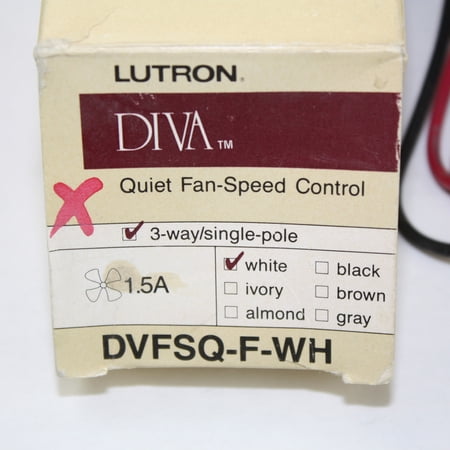 Lutron Dvfsq-F-Wh Diva 1.5 A 3-Way Single Pole 3-Speed Fan Control, White