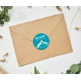 thumbnail image 2 of Darling Souvenir Round 45 Pcs Snowy Mountain Save The Date Stickers Personalized Bride Groom Names And Date Envelope Seals - Turquosie, 2 of 4
