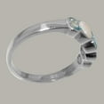 thumbnail image 3 of LBG British Made Solid 9k White Gold ring with Natural Blue Topaz & Opal Womens Band Ring - 33 size options - Size 9.75, 3 of 6