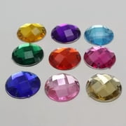 EOEMY 50 Acrylic Faceted Round Flatback Sewing Rhinestone Gems 18mm Sew On Beads-Royal Blue
