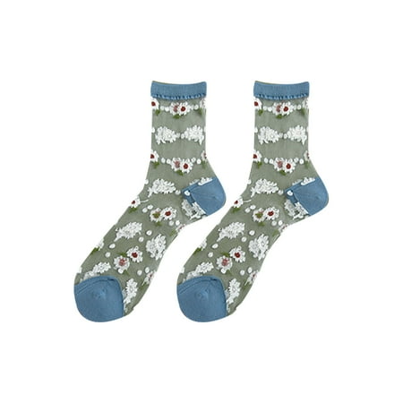 

Clearance Vintage Womens Mesh Socks Summer Transparent Flower Ankle Socks Lace Elastic Jacquard Glass Thin Silk Socks