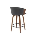 thumbnail image 3 of Benjara Oja 26 Inch Swivel Counter Stool Chair, Gray Faux Leather, Walnut Brown, 3 of 5