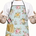 thumbnail image 2 of Pioneer Flower Floral Print Pattern Cotton Linen Apron with Pockets, Waterproof Adjustable, 33x27 Inch for Kitchen, Gardening, BBQ, Salon, 2 of 6