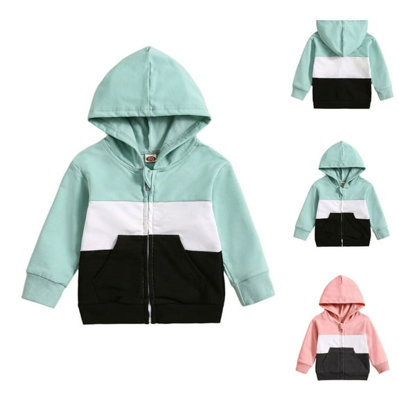 Ashirexll Girls Hoodies, Zip Up Hoodie, Boys and Girls Hoodies Color Matching Kids Hoodies Zipper Long Sleeve Hooded Coat
