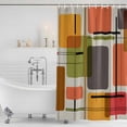 thumbnail image 2 of Polyester Fabric Green Orange Geometric Shower Curtain, Modern Abstract Art Luxury Waterproof Bathtub Curtain Bathroom Decor Set with Hooks 72 x 84 Inches, 2 of 6