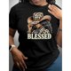 thumbnail image 1 of Cowgirl Blessed Print T-shirt, Short Sleeve Crew Neck Casual Top for Summer & Spring, Women's Clothing, 1 of 6