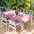 thumbnail image 2 of Valentine's Day Table Cloths for 6 Foot Rectangle Tables, Gnomes Love Roses Romantic Pink Plaid Patio Waterproof Elastic Fitted Tablecloths, Washable Rectangular Table Cover for Camping, 2 of 8