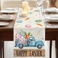 thumbnail image 3 of Table Runners 72 Inches Long Dress Scarves, Easter Farmhouse Kitchen Table Runner, Coffee Tablerunners, Blue Truck Eggs Bunny Vintage Art 14x72 Inch, 3 of 9