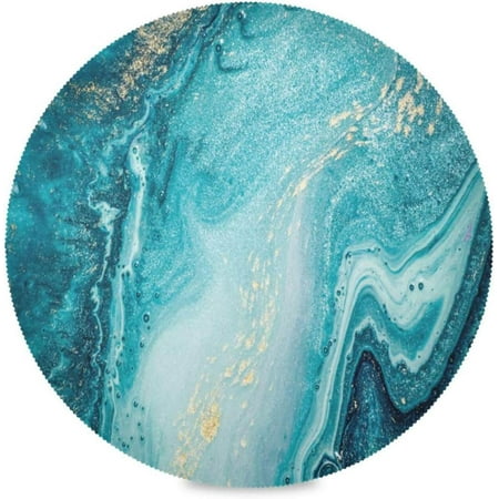 

Hyjoy Ocean Blue Marble Round Placemats Set of 1 Table Mats for Kitchen Washable Non-Slip Place Mats Heat Resistant Place Mats for Kitchen Dining Table Decoration