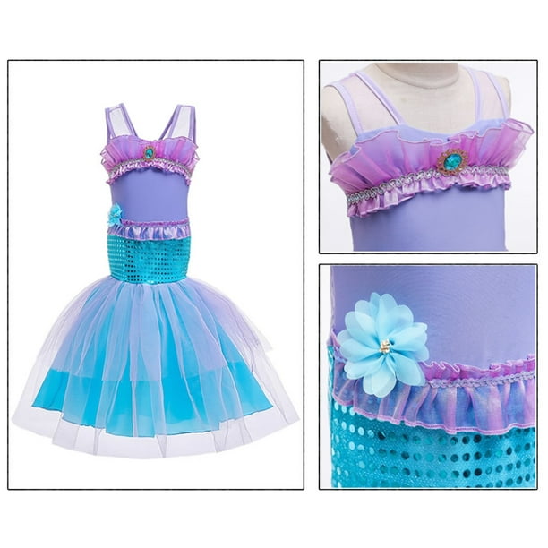 HAWEE Little Mermaid Fancy Dress Up Outfit for Girls Halloween Princess  Costume Ariel Clothes Carnival Fairy Dress