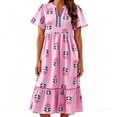 thumbnail image 2 of QUNYINEY Short Sleeve Womens Summer Dresses A Line Midi Floral Sundress Flowy Loose Fit Casual V Neck Ruffle Dresses, 2 of 6