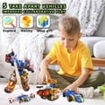 thumbnail image 5 of Wenbeier 5 en 1 juguetes coche robot juguetes para niños 10 pulgadas kit de montaje de figuras de acción juguetes incluyen Go Kart motocicleta avión tanque - vástago juguete educativo para niños niñas, 5 of 5