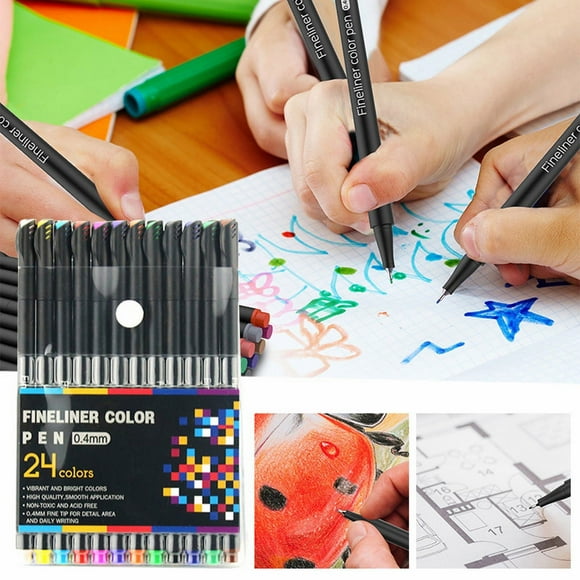24 Color Colored Line Drawing Pen Art Specific Children's Watercolor Painting Brush Set Water Based Fiber Needle Tube Pen 2ml Pen Leash for Any Pen