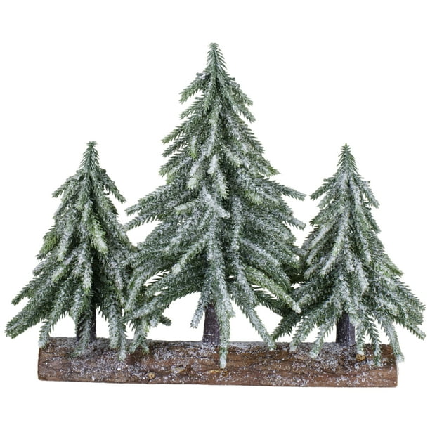 Set of 3 Frosted Pine Downswept Artificial Christmas Trees Decoration