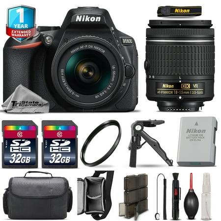 Nikon D5600 DSLR Camera + 18-55mm VR + 1yr Warranty + Canon Case + UV - 64GB (Best Dslr For Beginners Canon Or Nikon)