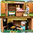thumbnail image 3 of Conchico Outdoor Grocery Store Playhouse, Wooden Playhouse w/ Toy BBQ Grill, Toy Cash Register & Pretend Food Set For Summer Backyard, Green & Brown, 3 of 8