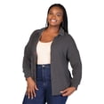 thumbnail image 6 of Plus Size Ribbed Button Up Collared Shirt Jacket, 6 of 9