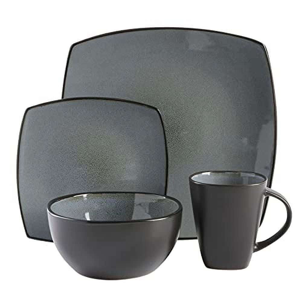 Gibson Soho Lounge Square 16-Piece Dinnerware Set - Eclipse