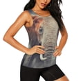 thumbnail image 2 of Gukieu Elephant in Smoke Print Women's Quick-drying Fitness Vest, Round Neck Sleeveless Fitness T-shirt, Suitable for Yoga, Sports-X-Large, 2 of 7